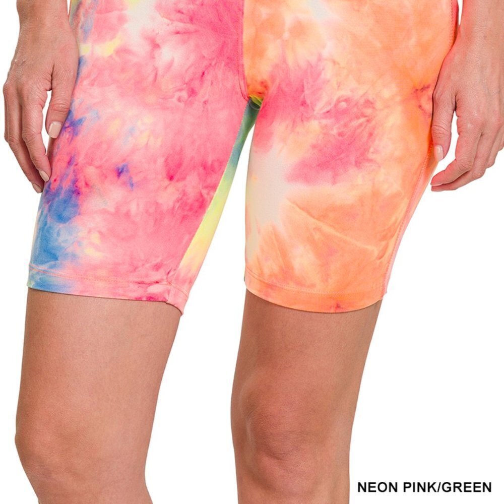 Travel Passions - Neon Pink and Green Biker Shorts